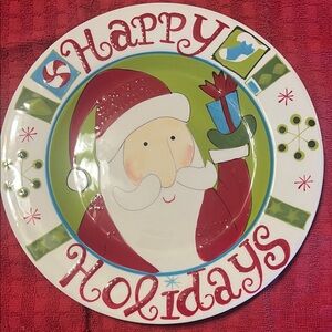 Pier 1 Red and Green Santa Holiday Plate